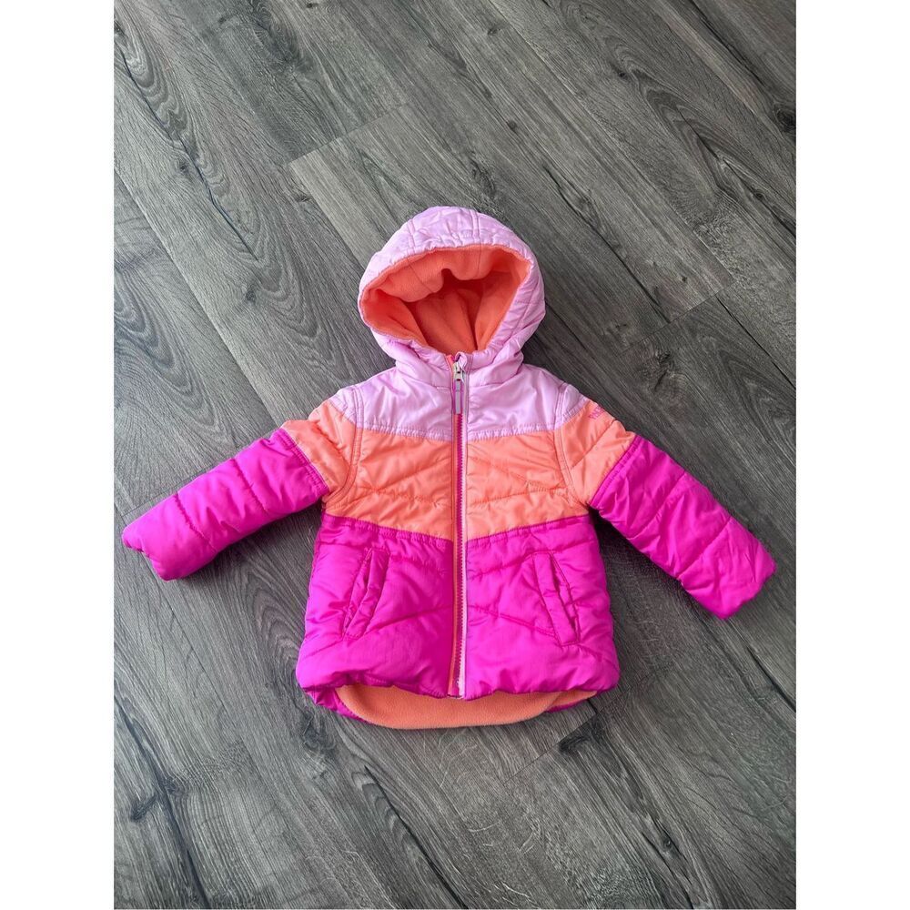 Girls Pacific Trail Winter Puffer Quilted Jacket Pink/orange 24 Month